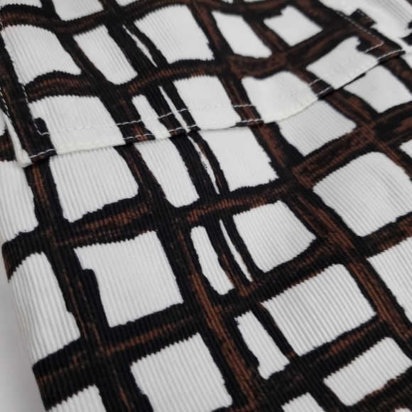 Talbots Stretch Corduroy White Brown Black Check Patterned Dress Size 4 - Picture 3 of 16